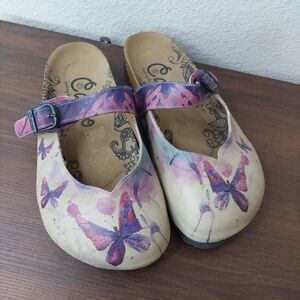 Calceo Butterfly Print Mules Clogs Sandals Size EU40 US 9, 9.5